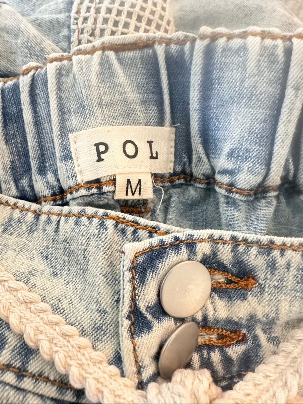 NEW POL patchwork raw edge pants in vintage denim - Picture 13 of 13